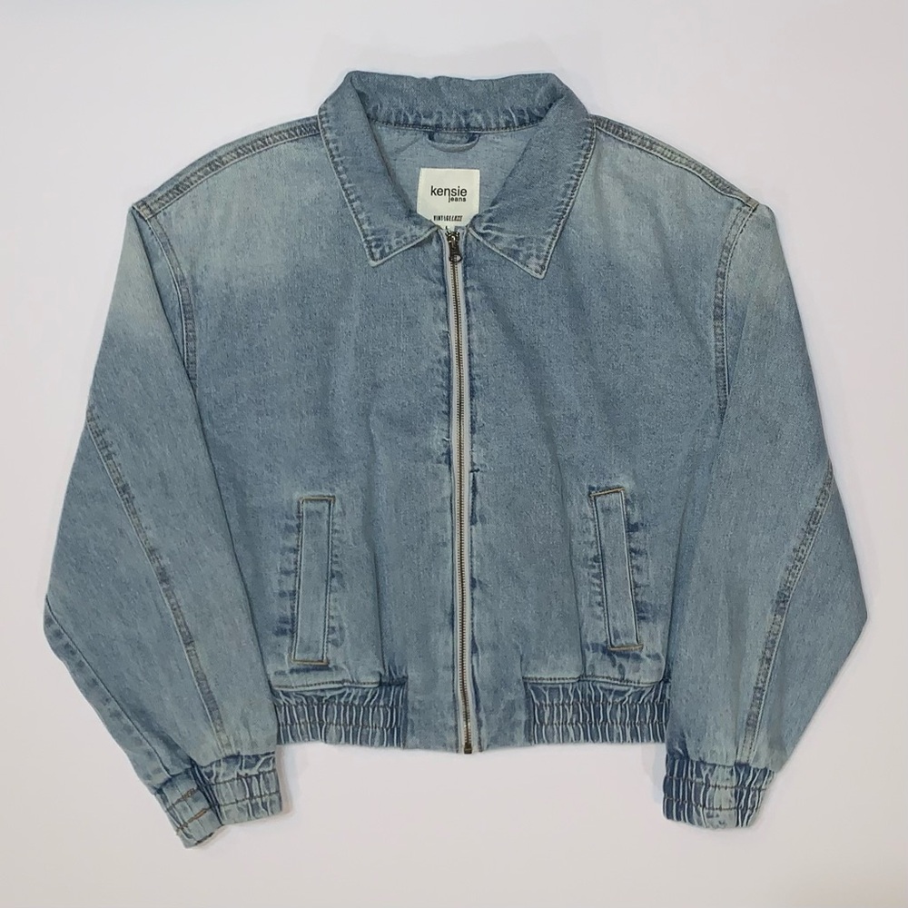 Kensie Jeans Women’s Bomber Denim Jacket-Size L New